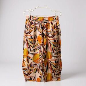 C & C California Linen Pants‎ Tropical Print Elastic Waist Medium